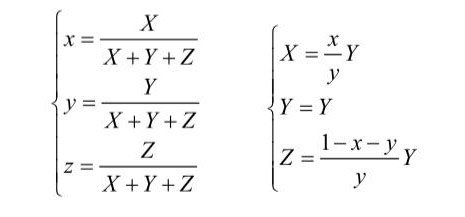 RGB三刺激值与XYZ三刺激值转换关系