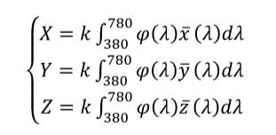 XYZ色度系统中三刺激值计算式